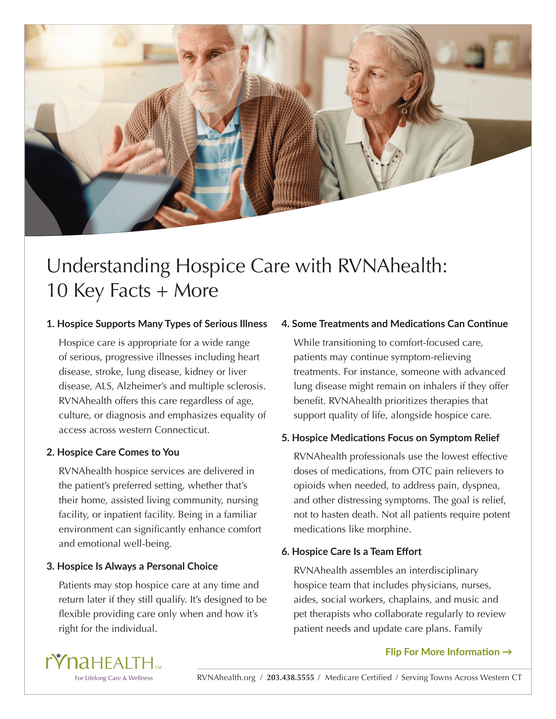 RVNAhealth Understanding Hospice Care Fact Flyer Front RVNAhealth Understanding Hospice Care Fact Flyer Front