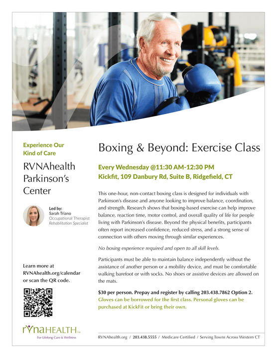 RVNAhealth Boxing & Beyond Exercise Class Flyer